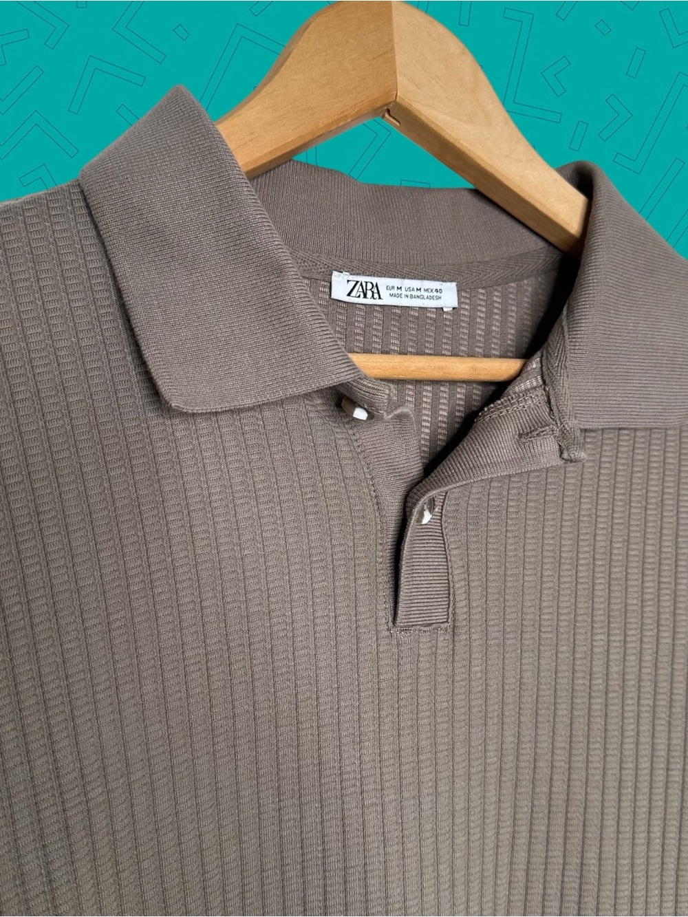 Zara Ribbed Knit Short-Sleeve Polo Shirt